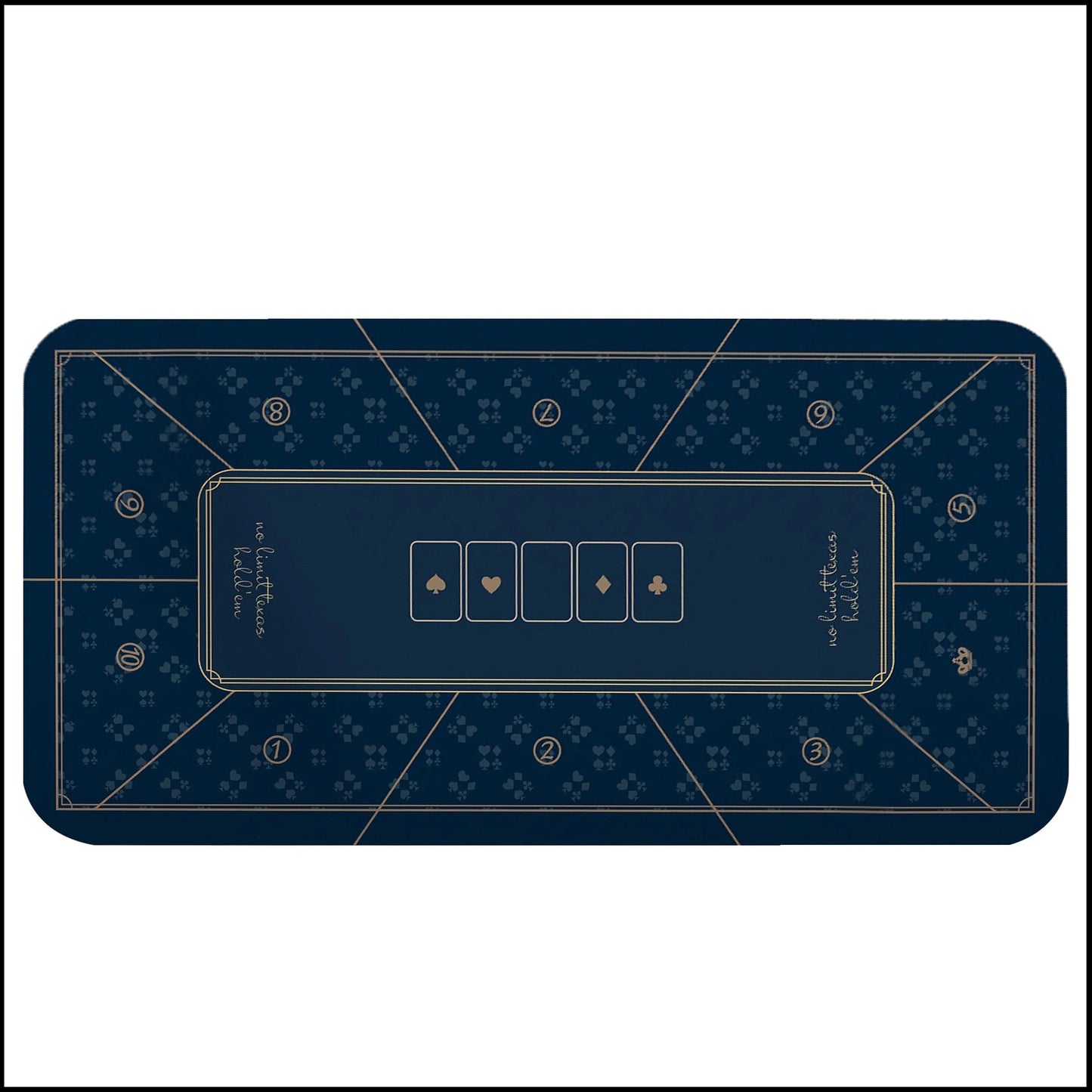 Texas Hold'em Poker Table Pad Navy/Gold - XLarge